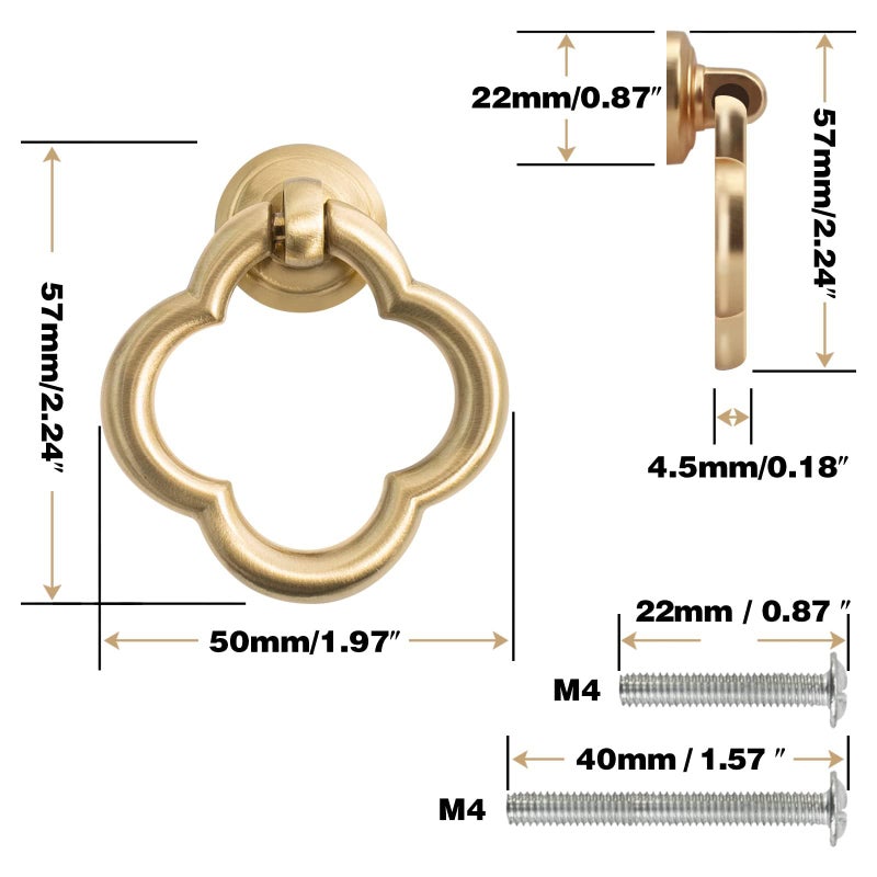 Ruiao 6 Pack 55mm Cupboard Knobs Cabinet Knobs Drawer knobs,Zinc Alloy Drawer Knobs,Gold Knobs for Dresser Drawers,Cupboard Knobs for Kitchen - Image 5